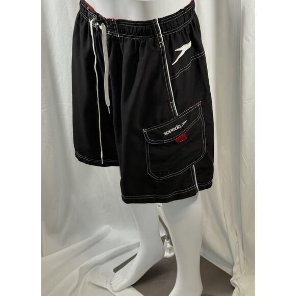 Speedo Marina Volley Short Swim Beach XL SWIM Black White Red 87-27 - Picture 2 of 15